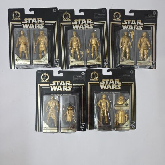 Star Wars Commemorative Edition GOLD Lot Of 5 Carded Figures New 1980-2019 New - Picture 2 of 7